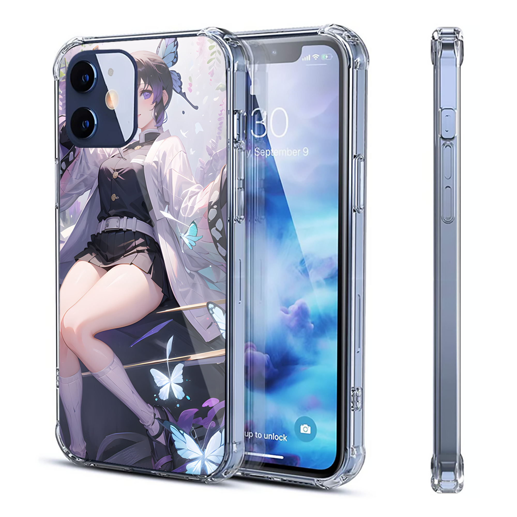 （画像用） 鬼滅の刃（きめつのやいば）蟲柱-胡蝶 しのぶ／こちょう しのぶ Kochou Shinobu 【iPhone 12シリーズ対応】透明スマホケース（クリアソフトケース）
